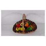 Basket of glass decor fruits & veggies, grapes do