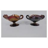 Two Carnival Glass 2-handle bon-bon dishes,