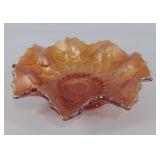 Carnival Glass dish, Fish scales and beads