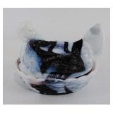 Slag glass Hen on Nest covered dish