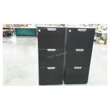Two upright file cabinets, locking mechanisms as