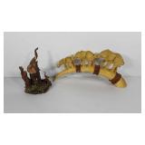 Elephant decor, two poly resin statues