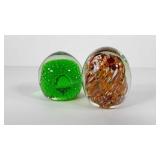 Two art glass paperweights