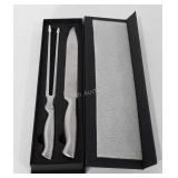 Stainless steel carving set with box