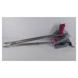 Two sweeper/dustpan sets, new, various colors