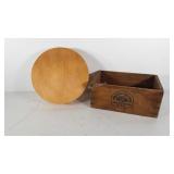 Cheese box (14") and California apricot crate