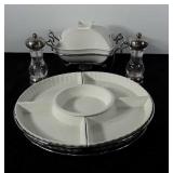 Servingware, includes chip and dip set, covered