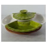 California Pottery Chip and dip set with wooden
