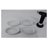 Creme Brulee set, 4 porcelain ramekins and torch,