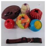 Dog collar and 6 rubber dog toys