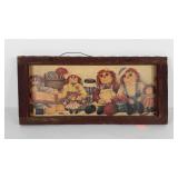 Raggedy Ann and Andy picture in barn wood frame,