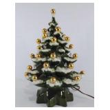 Lighted Ceramic Christmas Tree, works, 13" tall