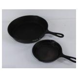 Two Cast Iron Skillets, both marked SK, larger