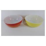 Two Pyrex mixing bowls, each 10" in diameter