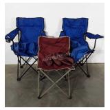 Three folding camping chairs