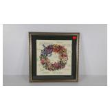 Seasonal wreath cross stitch needlework, nicely
