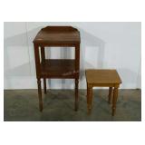 Two wood stands, tallest is 29" tall, finish wear