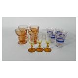 Glassware, includes three stem footed gold tone
