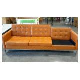 Mid-century style vinyl sofa, missing one cushion