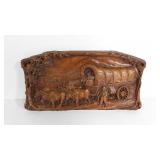 Syroco wood covered wagon wall plaque, 17x9
