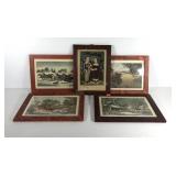 Five framed Currier & Ives prints, size 18x13,