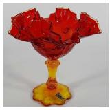 Fenton Glass two tone long stem dish, 6 1/4"