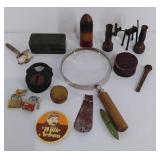 Group of items, razor in case, small locks with