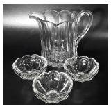 Glassware, Heisey 7" pitcher and three "colonial"