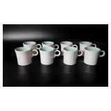 Set of eight 1960s Fiesta mugs with turquoise