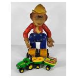 Toys, Tomy John Deere tractor with two carts and
