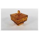 Fenton Glass "Colonial Amber" covered honey jar,