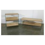 Coffee table and bookcase stand, 28" tall, glass