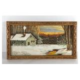 "Winter Sunset" wall hanging, possibly paper