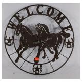 Metal horse welcome sign, good condition