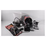 Bug zapper, Roku, surge protector, alarm clock,