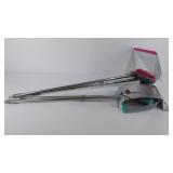 Two sweeper/dustpan sets, new, various colors