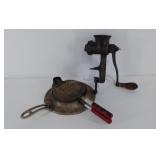 Peerless meat grinder and Krumkake Iron