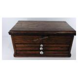 Old Tool Box, oak, lidded compartment and 3