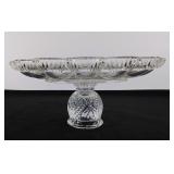 Glass pedestal deviled egg plate, 11" in diameter