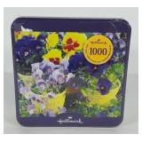 Hallmark 1000 piece pansy puzzle in tin, new and