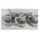 Six Miller Lite Christmas steins, 6" tall