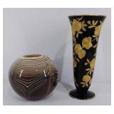 Two glass vases, taller is 9" high