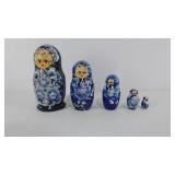 Russian Nesting Doll, set of five, 1"-6"