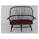 Miniature Windsor style settee, wood, 17" wide,