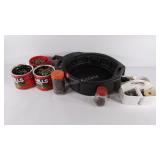 Oil Drain pan, nails, bolts, etc.