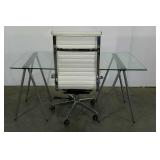 Glass topped desk-27.5 x 55-with modern vinyl