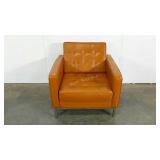 Mid-century style vinyl chair, aluminum frame,