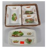 Appetizer dishes with vegetable patterns,