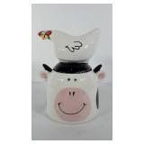 Ceramic cow and chicken cookie jar, 11"