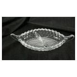 Fostoria clear glass divided candy dish, 12"